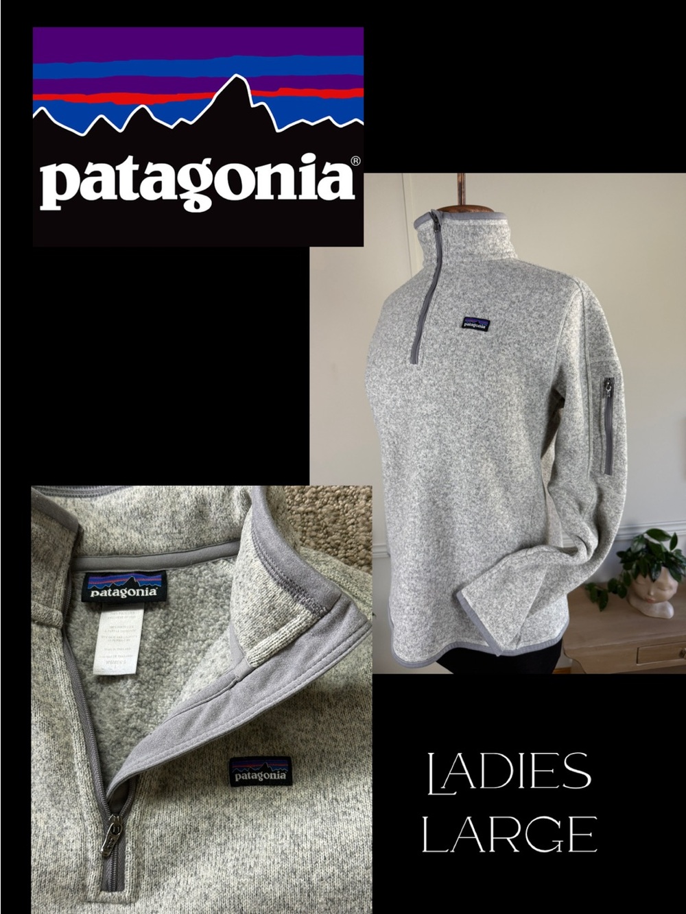 Patagonia Light Heather Gray Quarter-Zip Turtleneck Pullover